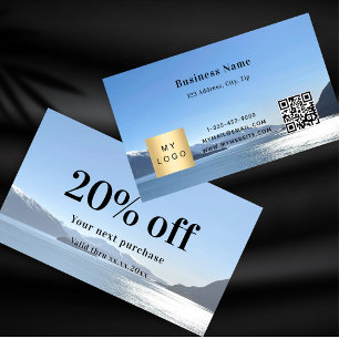 Cartão De Desconto Logotipo personalizado do Qr code preto branco