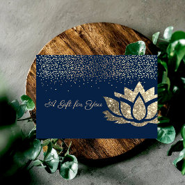 Cartão De Desconto Lótus Elegante com Brilho Dourado,Confetes,Azul Ma