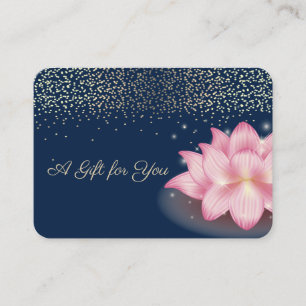 Cartão De Desconto Lótus Violeta Elegante,Confetes,Azul Naval