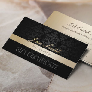 Cartão De Desconto Makeup Artist Dourado Strik Damask Gift Certificat