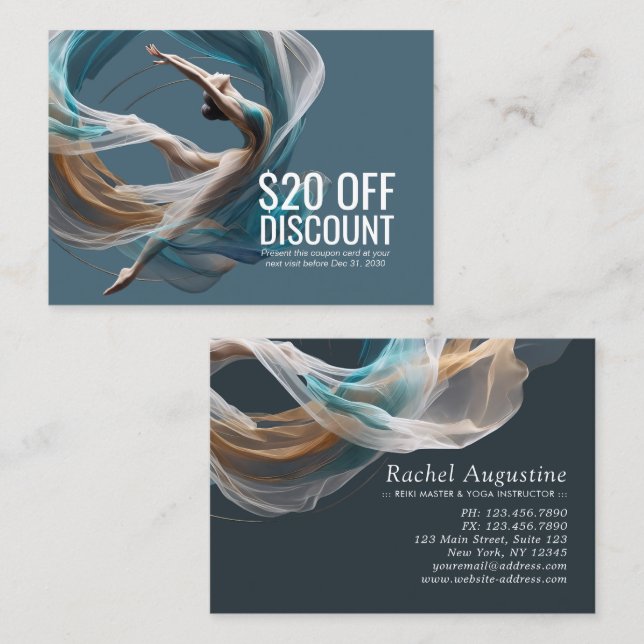 Cartão De Desconto Malhação de pilotos instrutores de ioga aérea voad (Frente/Verso)