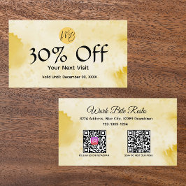 Cartão De Desconto Menu de Código Qr do Restaurante Amarelo de Aquare