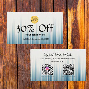 Cartão De Desconto Menu de Código Qr do Restaurante Azul Retroativo e