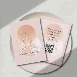 Cartão De Desconto Minimal Line Art Woman Yoga Discount Card