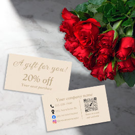 Cartão De Desconto Mínimo bege simples