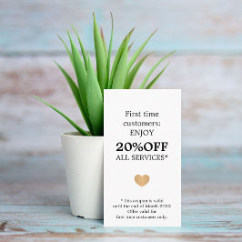 Cartão De Desconto Modern Elegant Beauty Black White First Time