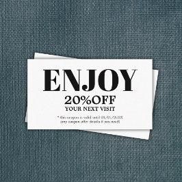 Cartão De Desconto Modern Minimalist Black White Bold Beauty