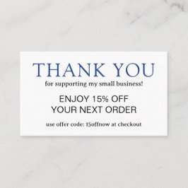 Cartão De Desconto Monograma Azul Simples Moderno