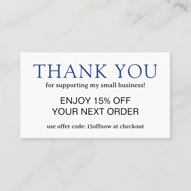 Cartão De Desconto Monograma Azul Simples Moderno (Frente)