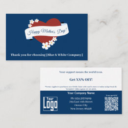 Cartão De Desconto Negócios Obrigado Coração Vermelho Feliz Dia das M