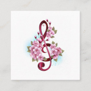 Cartão De Desconto Notas de clave de trecho musical com flores de Sak