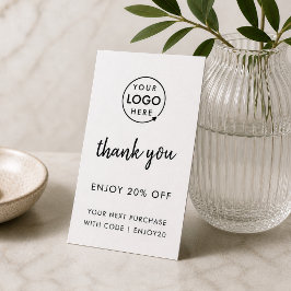 Cartão De Desconto Obrigado | Logotipo Empresarial Moderno Branco