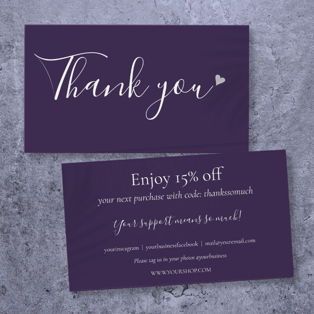 Cartão de Desconto Obrigado por Comprar Roxo (Thank You For Shopping Purple Discount Card)