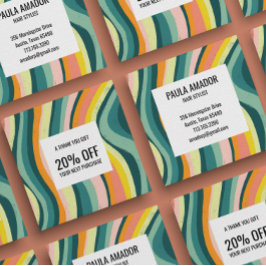 Cartão De Desconto Ondas Curvas Brilhantes E Coloridas Feitas à Mão