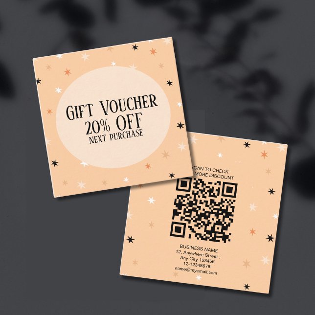 Cartão De Desconto Padrão Mínimo Simples de Estrela Preta Laranja Pas (Criador carregado)