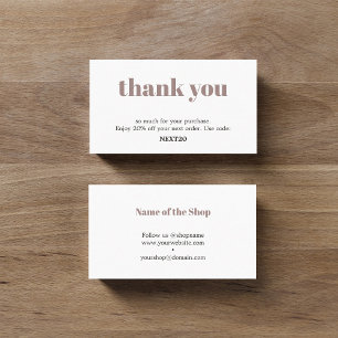 Cartão De Desconto Pastel Branco Negro Elegante Minimalista Obrigado