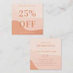 Cartão De Desconto Peach Pink Waves Bold Typografia Pequenas Empresas