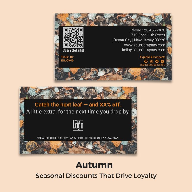 Cartão De Desconto Pegue A Próxima Folha - E XX% Do Outono Sazonal (Catch The Next Leaf - And XX% Off Seasonal Autumn Discount Card)