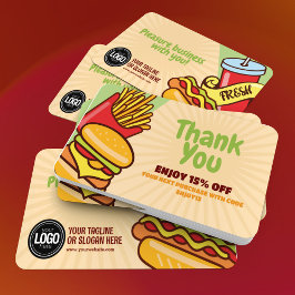 Cartão De Desconto Personalizar logotipo de empresa | Tema Hotdog do