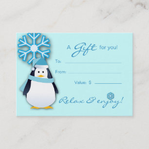 Cartão De Desconto Pinguim do floco de neve do Xmas dos termas do