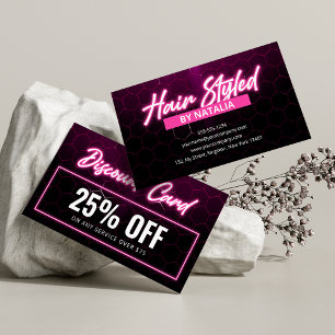 Cartão De Desconto Promoção da Lista de Estilos Neon Hair, Cor-de-Ros