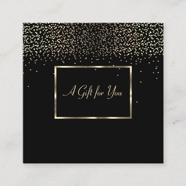 Cartão De Desconto Quadro Dourado Elegante moderno, Confetti (Frente)