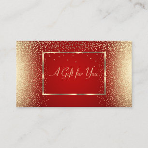 Cartão De Desconto Quadro Dourado moderno, Confetti Red Elegante