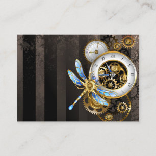 Cartão De Desconto Relógio Steampunk com Dragonfly Mecânica