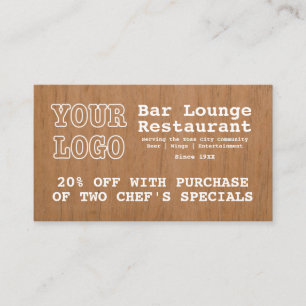 Cartão De Desconto Restaurante Longo do Bar para Adicionar Logotipo R