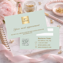 Sage green QR business logo appointment card