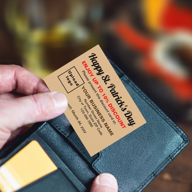 Cartão de Desconto Saint Patrick Light Brown (Attract more customers this Saint Patrick's Day. Business Saint Patrick light brown discount card.)