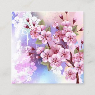 Cartão De Desconto Sakura rosa no fundo da pintura