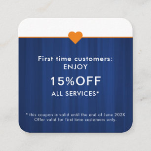 Cartão De Desconto Salão de Beleza Elegante Simples Primeira Vez