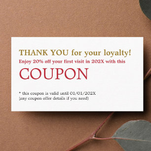 Cartão De Desconto Salão de Beleza Simples Moderno Obrigado Coupon