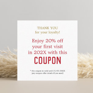 Cartão De Desconto Salão de Beleza Simples Moderno Obrigado Coupon