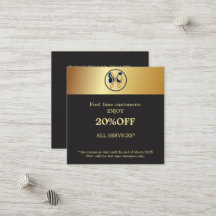 Salão de Cabelo Preto e Dourado Elegante Unissex