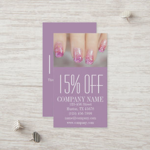 Cartão De Desconto salão de unhas unhas elegante e cãozinho
