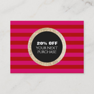 Cartão De Desconto Sequências Douradas Faux - Coupon de Moda e Beleza