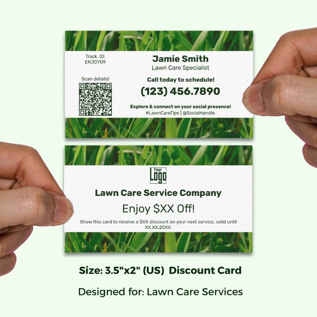 Cartão De Desconto Serviço de Cuidado com o Jardim - Construa Fidelid (Lawn Care Service - Build Brand Loyalty - Discount Card; Size: 3.5 x 2 Inch (US))