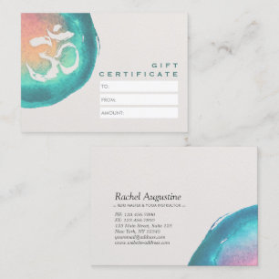 Cartão De Desconto Símbolo Watercolor OM YOGA Studio Gift Certificate