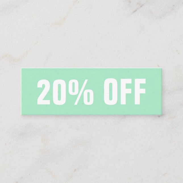 Cartão de desconto simples de moenda verde-pastel/ (Frente)