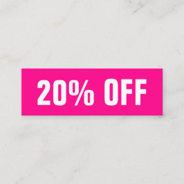 Cartão de desconto simples e simples, cor-de-rosa