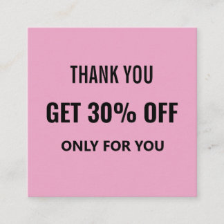 Cartão De Desconto Simples Minimalista Tendência Moderna Preta e Rosa