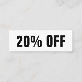 Cartão de desconto simples, preto e branco