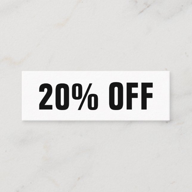 Cartão de desconto simples, preto e branco (Frente)