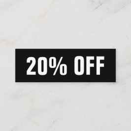 Cartão de desconto simples, preto e branco