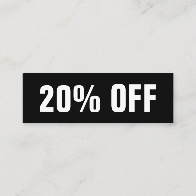 Cartão de desconto simples, preto e branco (Frente)