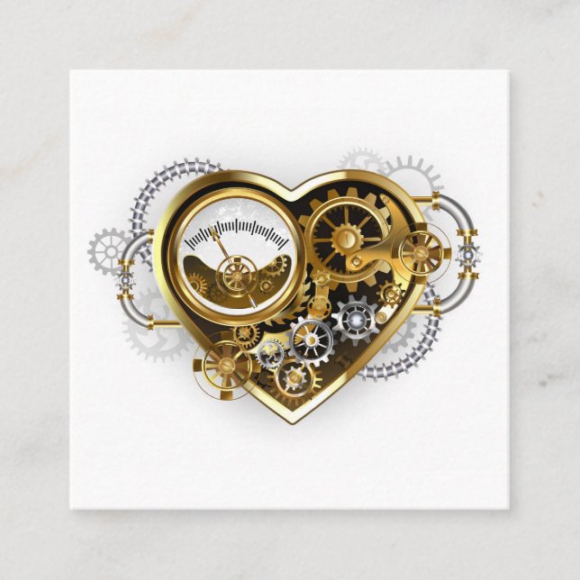 Cartão De Desconto Steampunk Heart with a Manometer (Frente)