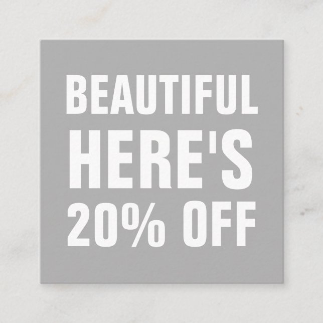 Cartão De Desconto Tendência minimalista simples cinzas modernas (Frente)