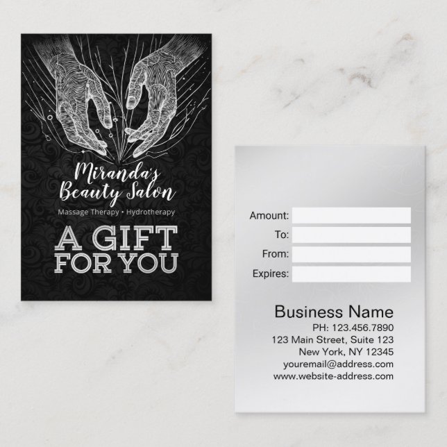 Cartão De Desconto Terapêutica de Massagem Terapia Mãos Energia Spa B (Frente/Verso)